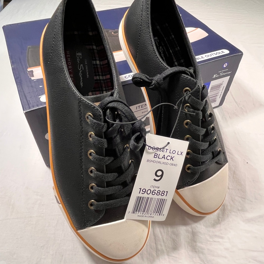 Ben Sherman Dorset Lo LX Sneakers Mens 9 Black NEW‎ Memory Foam Low Top